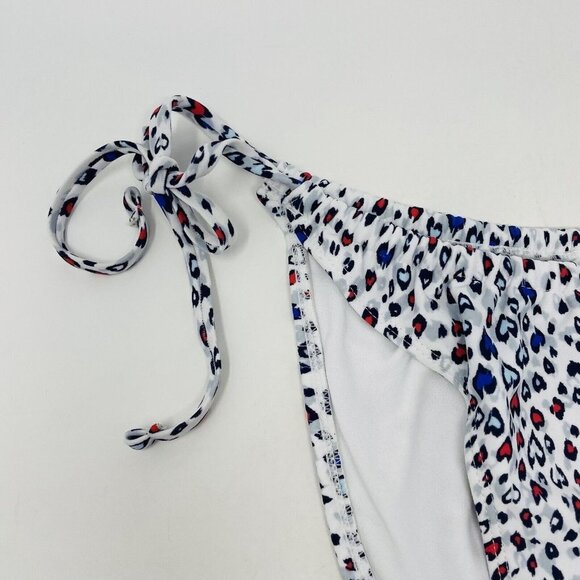 Xhilaration Juniors Large High Leg Scoop String Bikini Bottom Animal Print 1022 - Picture 2 of 8